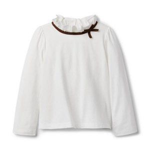 RUFFLE COLLAR BOW JERSEY TOP